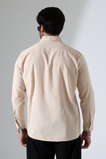 Corradeo Giyim New Season Oversize Cut Long Sleeve Cotton Linen Men's Shirt