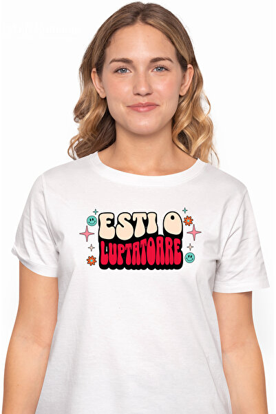 StoryGift Romania Tricou Femei Esti O Luptatoare, Cu Imprimeu Pe Fata, 100% B...
