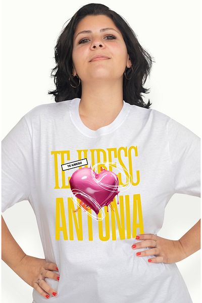 StoryGift Romania Tricou Femei Te Iubesc Antonia, Dragoste, Inima, Iubire, Sfantul Valentin, Drago Wht_l
