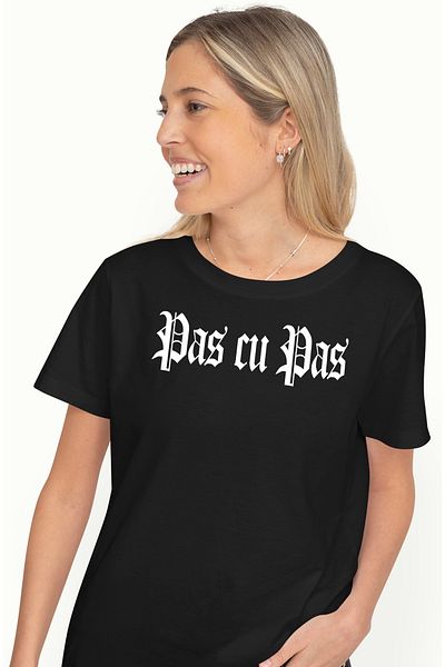 StoryGift Romania Tricou Femei Pas Cu Pas, Mesaj Motivational, Cuvant, Text Inspirational, Self Ca Blk_l