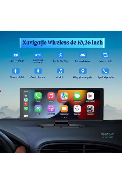 e-Wantay Car Navigation 10.26" Smart, Carplay, Android Auto, 4k Camera, 1080p Rear, Bt, 64gb Card Included