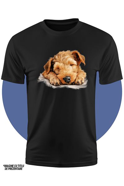 StoryGift Romania Tricou Copii Cu Un Catel Care Doarme Lat, Ilustratie, Odihna, Lenevire, In Lumea Viselor,