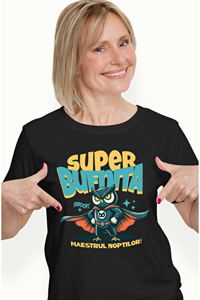 StoryGift Romania Tricou Femei Super Bufnita- Maestrul Noptilor, Cu Imprimeu ...