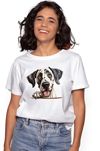 StoryGift Romania Tricou Femei Cu Un Caine Jucaus, Privire Surprinsa, Ilustra...