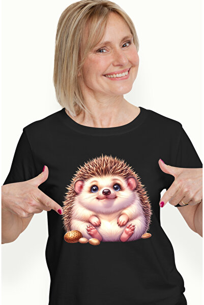 StoryGift Romania Tricou Femei Cu Un Arici Vesel Care Sta Degeaba, Ilustratie...