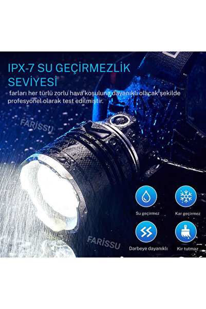 farissu Şarjlı Süper Parlak Led Kafa Feneri – Gold Orıon Or-116 10 Saat Çalışma Süresi