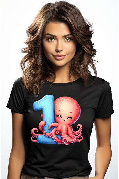 StoryGift Romania Tricou Femei Cu Caracatita Cu Cifra "1", Ilustratie, Pentru...