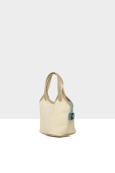 Bagmori Cream Women's Leather Garnished Canvas Mini Bag M000008617