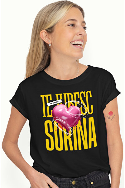 StoryGift Romania Tricou Femei Te Iubesc Sorina, Dragoste, Inima, Iubire, Sfa...