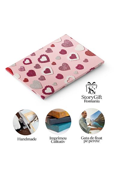 StoryGift Romania Tablou Canvas - Decor Cu Inimioare: Abstract Si Afectiv
