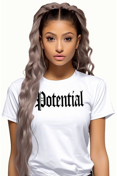 StoryGift Romania Tricou Femei Potential, Mesaj Motivational, Cuvant, Text Inspirational, Self Car Wht_l