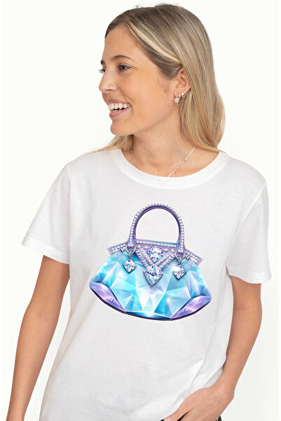 StoryGift Romania Tricou Femei Cu O Poseta Stralucitoare, Ilustratie, Diamant...
