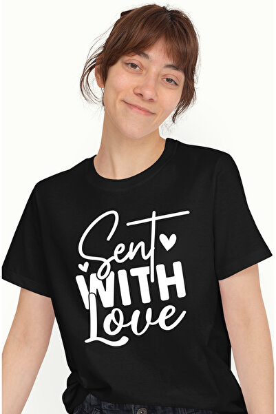StoryGift Romania Tricou Femei Cu Inimioare Si Mesajul "sent With Love" - Tri...