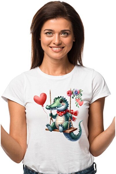 StoryGift Romania Tricou Femei Cu Un Crocodil Care Se Da In Leagan, Ilustrati...