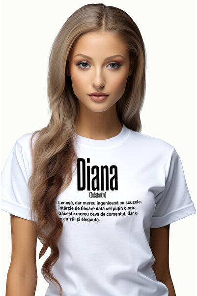 StoryGift Romania Tricou Femei Cu Numele Diana, Si Mesaj Amuzant, Lenesa, Mer...