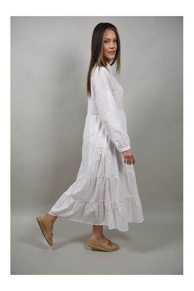 Y TWO WOMEN Rochie Boho Chic Lunga Tip Camasa Din Bumbac Opalara Alb M-l