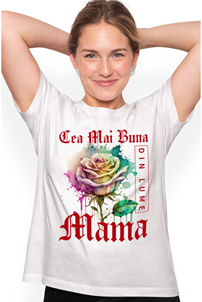 StoryGift Romania Tricou Femei Cu Textul Cea Mai Buna Mama, Din Lume, Floare,...