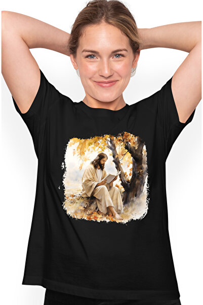 StoryGift Romania Tricou Femei Cu Domnul Iisus Hristos Citind O Carte, Religi...