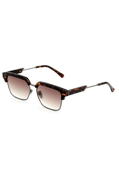 Angel Eyes Square Half Frame Design Leopard Frame Brown Glass Women&Men Sunglasses