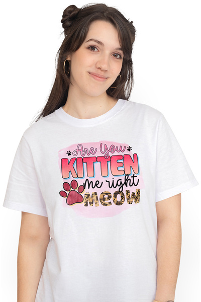 StoryGift Romania Tricou Femei Cu Mesajul "are You Kitten Me Right Meow", Ilu...