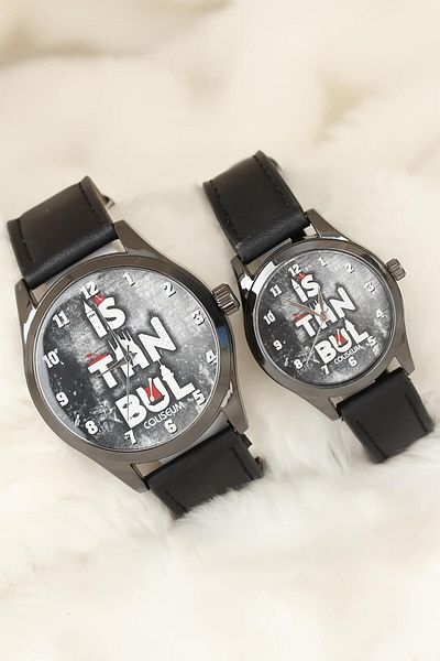Clariss Istanbul Designed Lover Watches with Black Color Leather Band