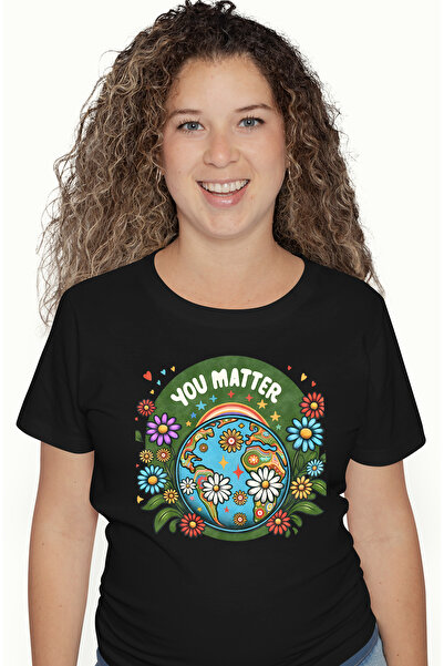 StoryGift Romania Tricou Femei Cu Mesajul "you Matter", Stilul Hippie, Cultura, Ilustratie, Psihed Blk_m