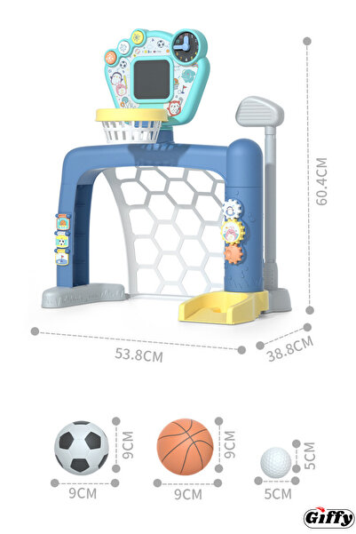 giffy Oyuncak 3 İn 1 Futbol, Basket Ve Golf Oyun Seti 3'lü Spor Seti Sesli Ve Işıklı