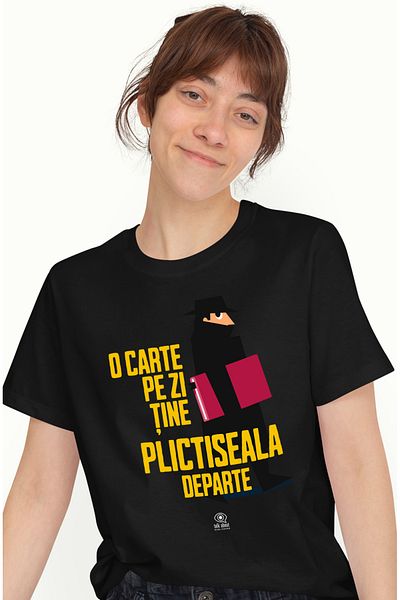 StoryGift Romania Tricou Femei O Carte Pe Zi Tine Plictiseala Departe, Iubitorii De Lectura Si Cit Blk_l