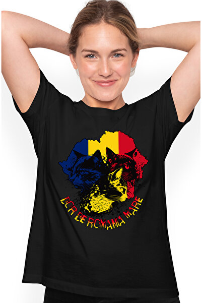 StoryGift Romania Tricou Femei Trei Pisici Steag Romania, Dor De Casa Cu Impr...