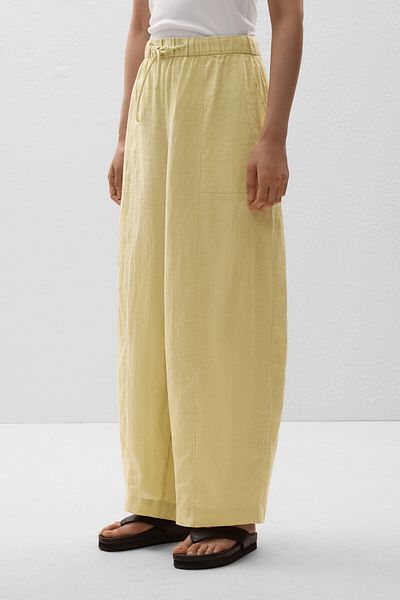 Oysho 100% linen barrel trousers