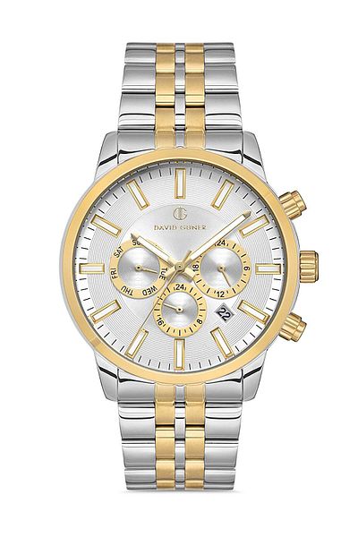 DAVID GUNER Yellow White Coated Silver Dial Multifunction Men's Wristwatch - Dg-8449Ga-D1