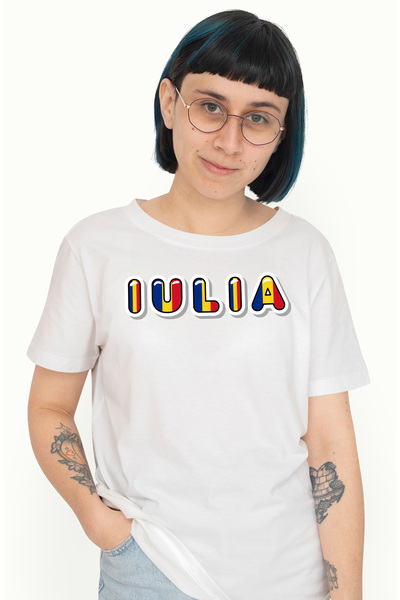 StoryGift Romania Tricou Femei Cu Numele Iulia, Romania, Suporter, Steagul Romaniei, Patriot, Cu Wht_l