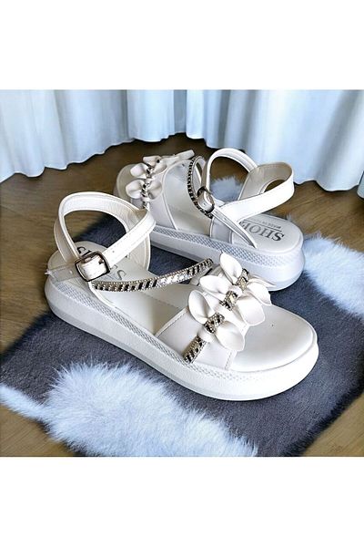 RONX Thick Sole Comfortable Sole Stone Detailed Women's Sandals