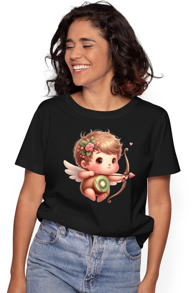 StoryGift Romania Tricou Femei Cu Un Bebelus Cupidon, Ilustratie, Trage Cu Ar...