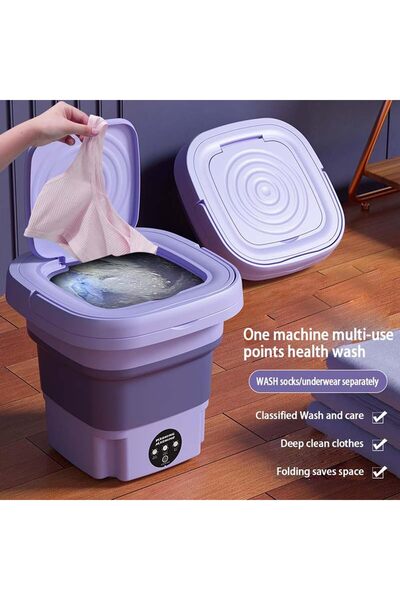 Primo Plus Portable Folding Washing Machine - 8L Mini With Drain Basket for Apartment, Laundry
