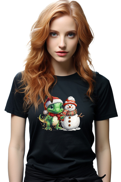 StoryGift Romania Tricou Femei Cu Dinozaur Micut Care A Facut Un Om De Zapada...