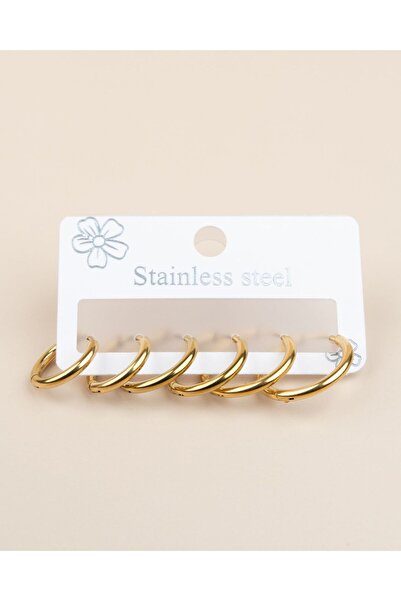 Portakal Esintisi 3 Çift 3 Boy İnce Halka Çelik Küpe