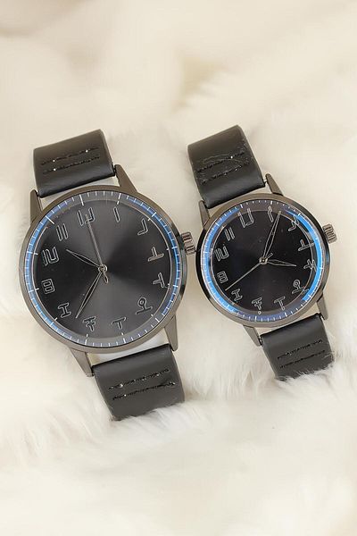E BULURUM Smoked Color Metal Case with Black Leather Band Dear Watches