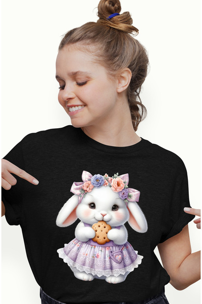 StoryGift Romania Tricou Femei Cu O Iepuroaica Vesela Care Vrea Sa Manance Un...