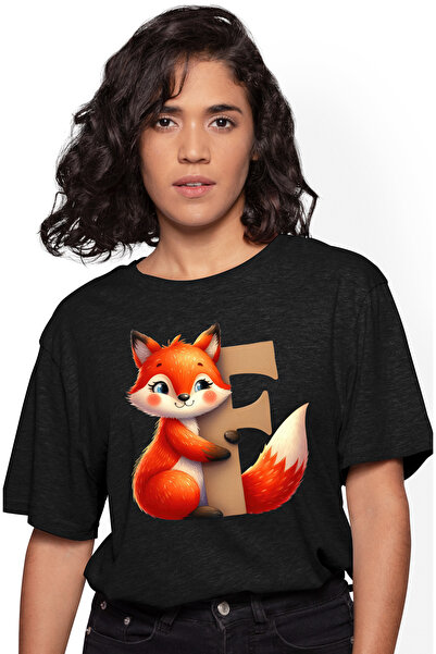 StoryGift Romania Tricou Femei Cu O Vulpe Cu Litera "f", Ilustratie, Pentru C...