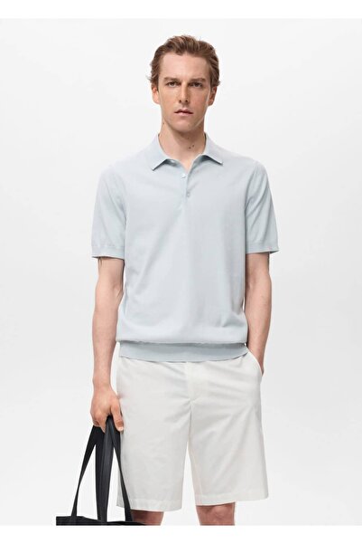 MANGO Man %100 pamuk ince triko polo gömlek