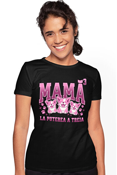 StoryGift Romania Tricou Femei Mama La Puterea A Treia Caini Pui, Familie, Cu...