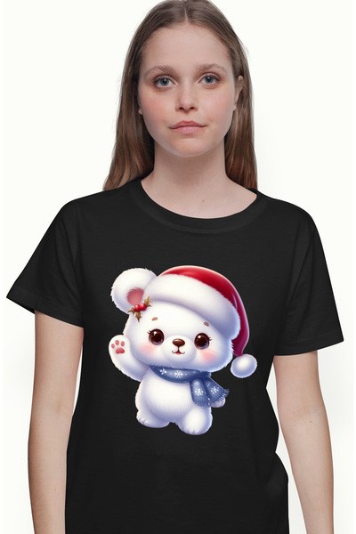 StoryGift Romania Tricou Femei Cu Un Ursulet Polar Care Poarta O Caciula De C...