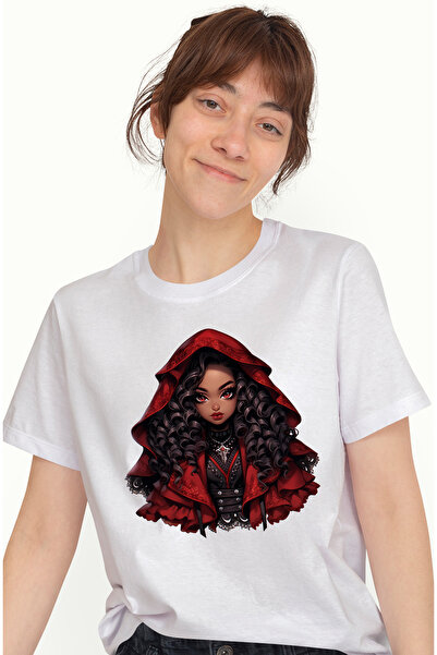 StoryGift Romania Tricou Femei Cu O Fata De Culoare, Ilustratie, Draguta, Aco...