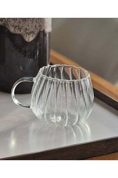 MİS KİTCHEN Coffee Presentation Cup Striped Model 6 Pcs 400 ml Latte, Espresso Cappucino Cup