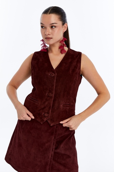 CE-YIL DERİ ÜRÜNLERİ KADIN DERİ SÜET YELEK