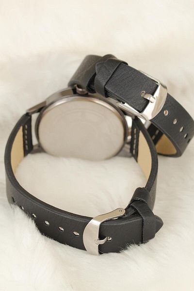 E BULURUM Black Leather Cord Smoked Metal Case Kayi Size Figured Lover Watches