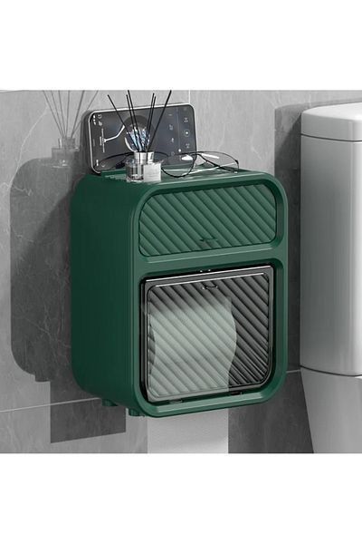 Choice Dailv Multifunctional Double Layer Toilet Paper Storage Box Wall Mounted Punch-Free Waterproof Bathr