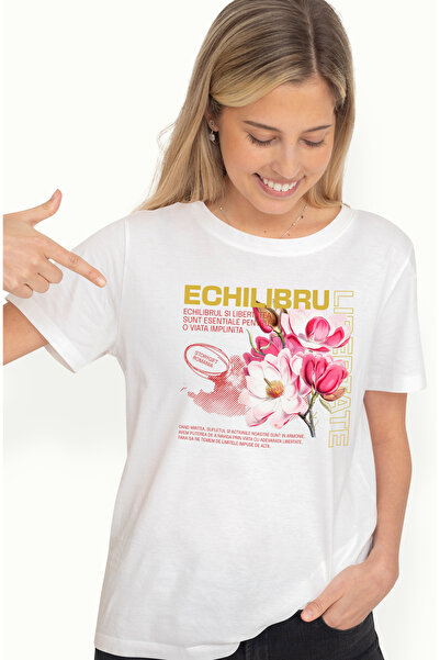 StoryGift Romania Tricou Femei Echilibru Si Libertate, Cu Imprimeu Pe Fata, 1...