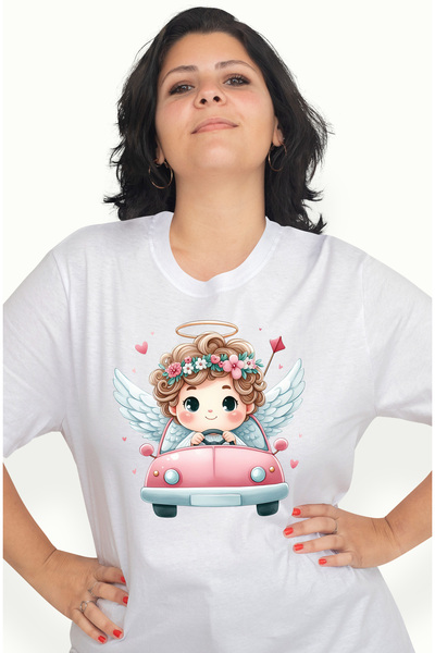 StoryGift Romania Tricou Femei Cu Un Bebelus Cu Aripi De Ingeras Care Conduce...